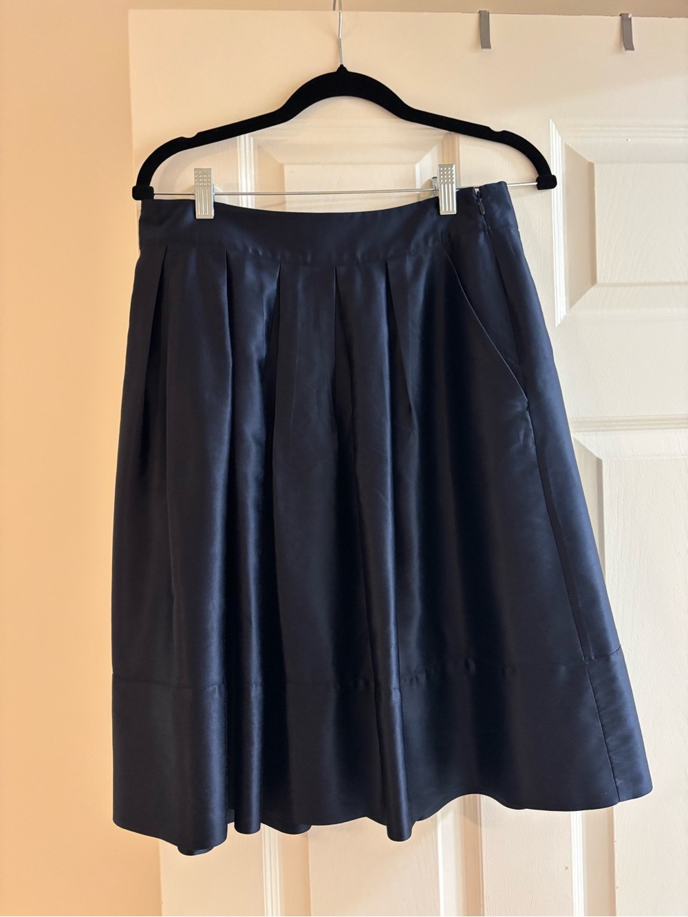 Silk Pleated Navy Women's Skirt
